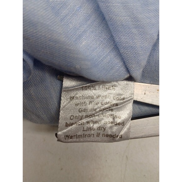 Inserch Collezione Blue 100% Linen Shirt Sz L Button Up Short Sleeve Mens - Picture 9 of 10